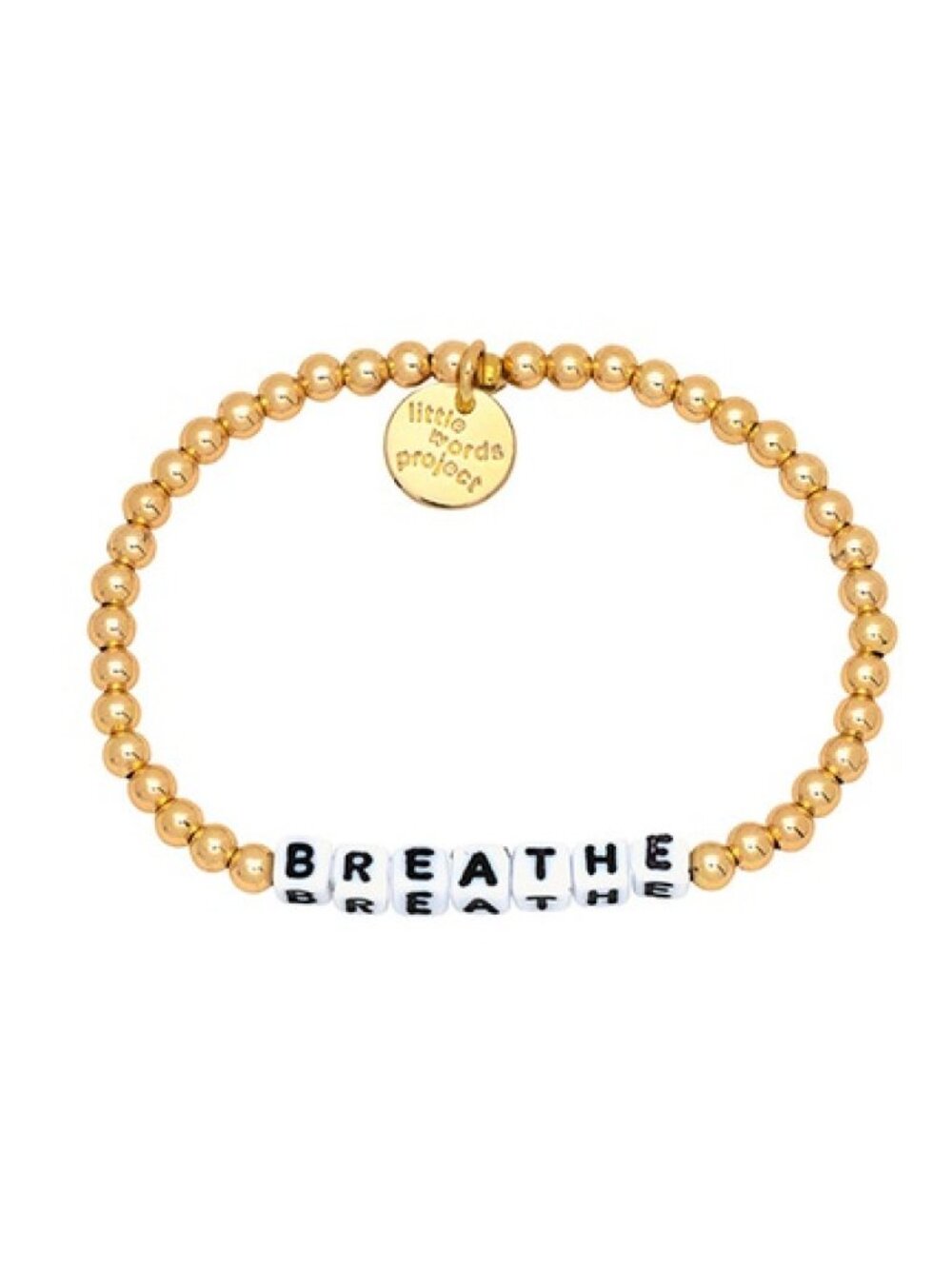 Little Words Project Breathe Gold Plated Beaded Elastic Stretch Bracelet